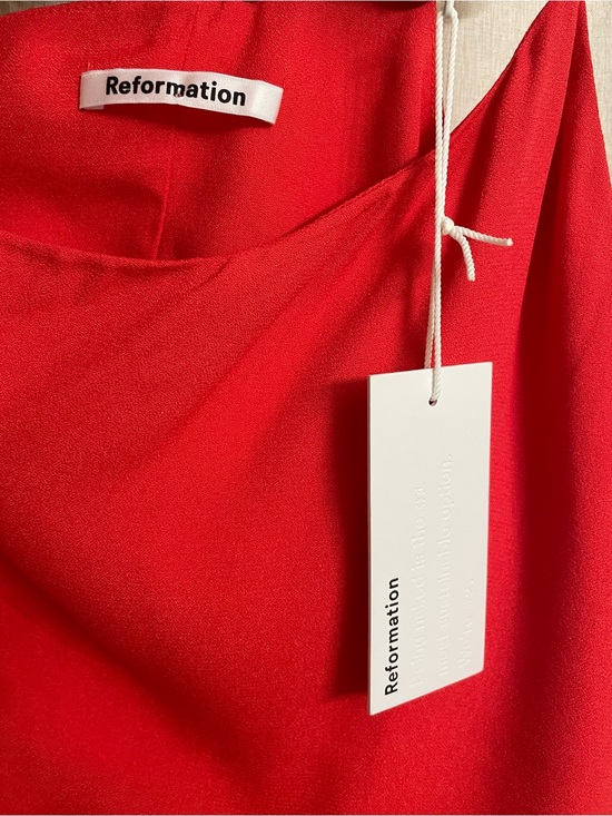 Reformation Dresses & Skirts - NWT Reformation Orange-Red One Shoulder Asymmetrical Slip Dress Medium